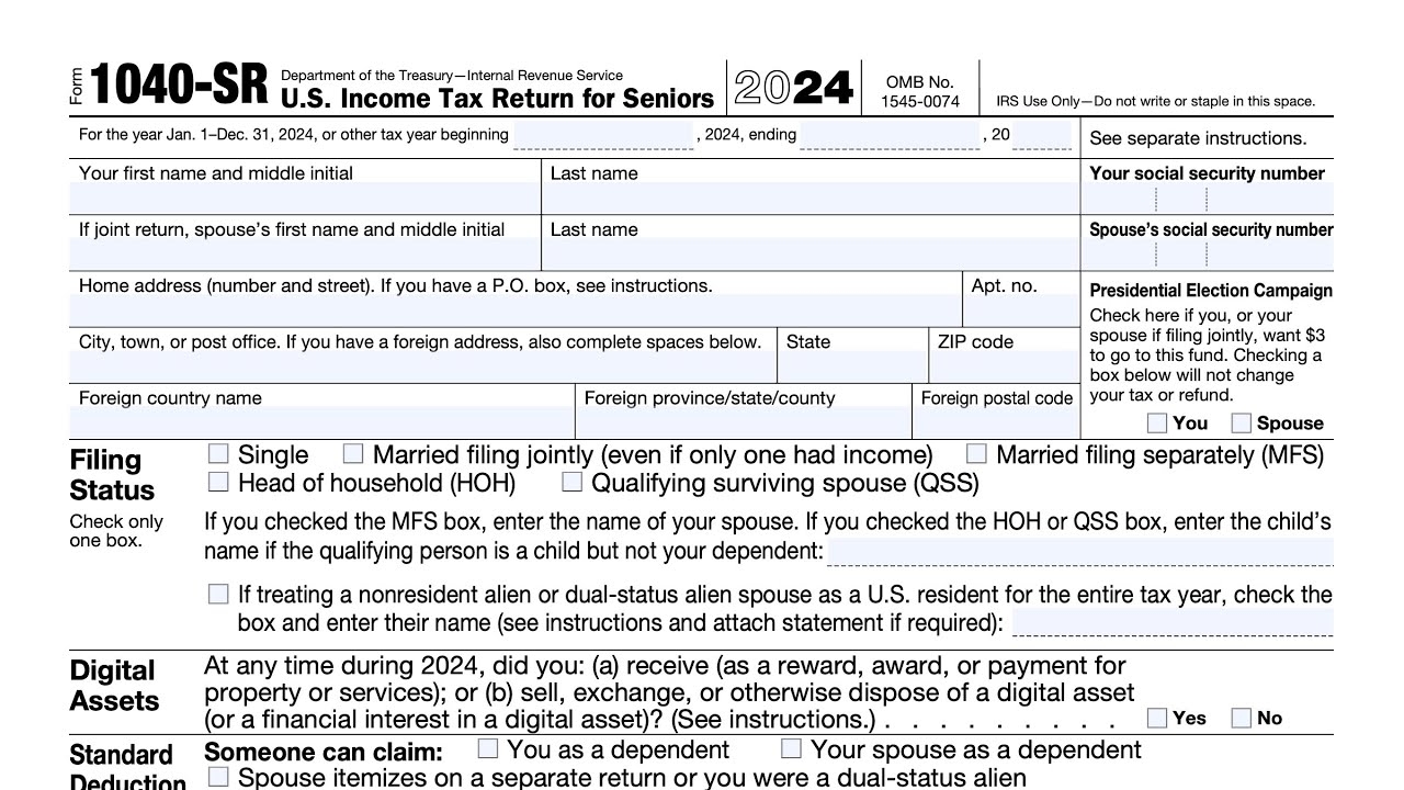 IRS Form 1040 SR Walkthrough U S Income Tax Return For Seniors 