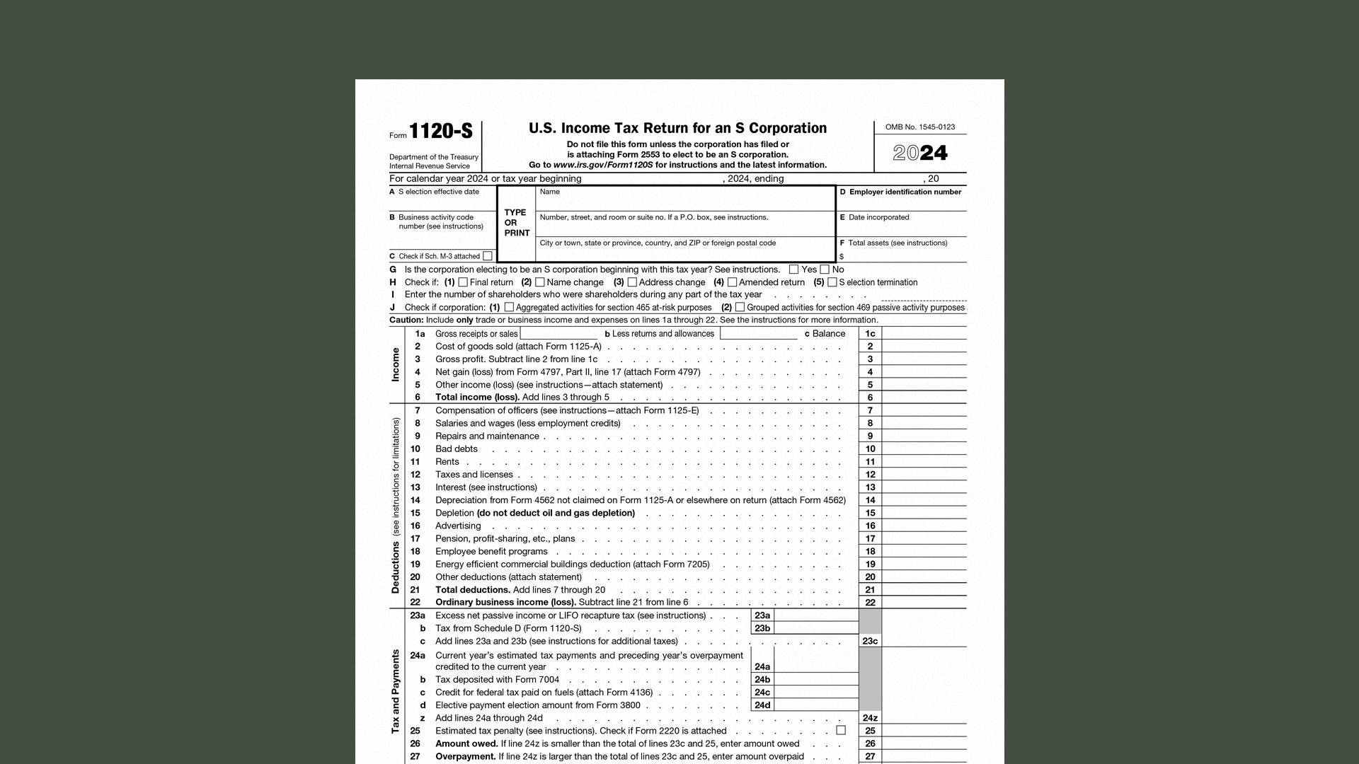 IRS Form 1120 S A Simple Guide To Filing Your Taxes As An S 