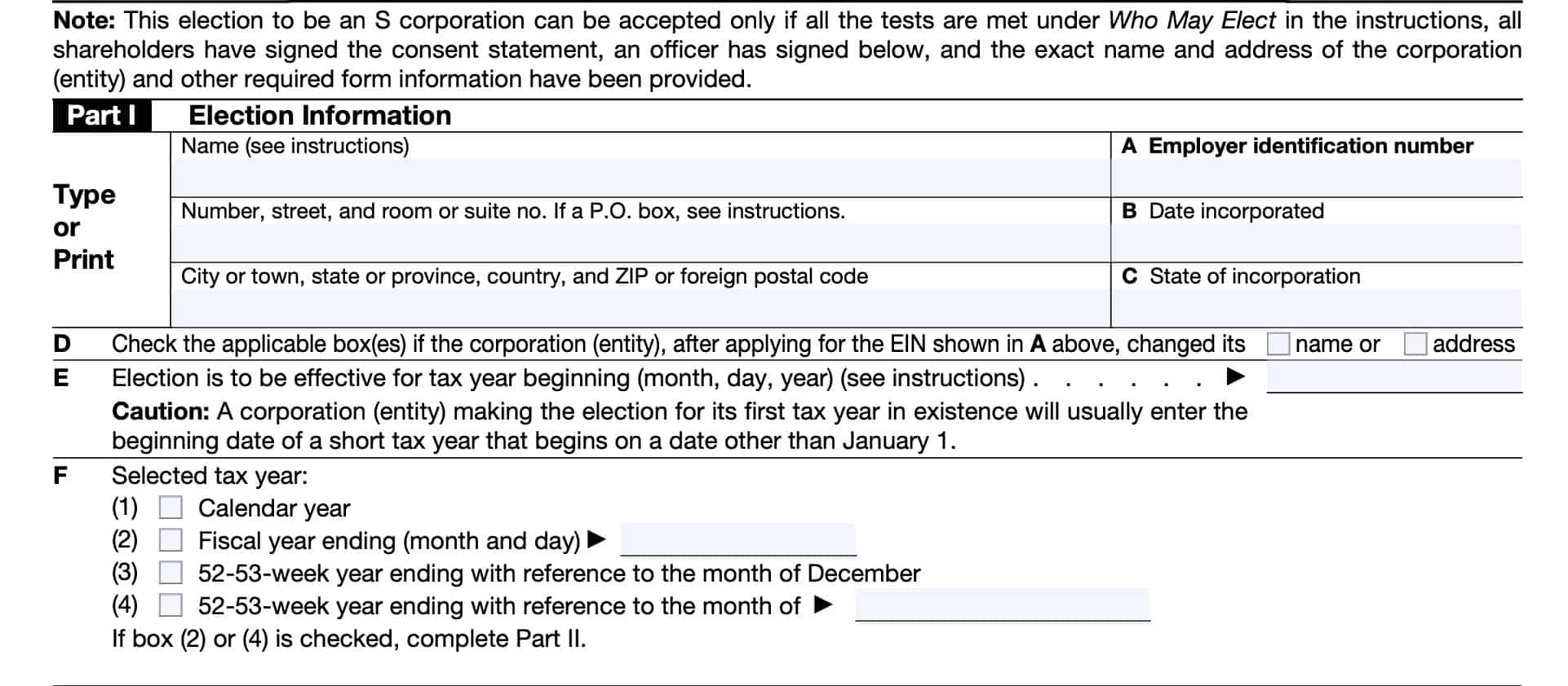 Irs Form 2553 S Corp