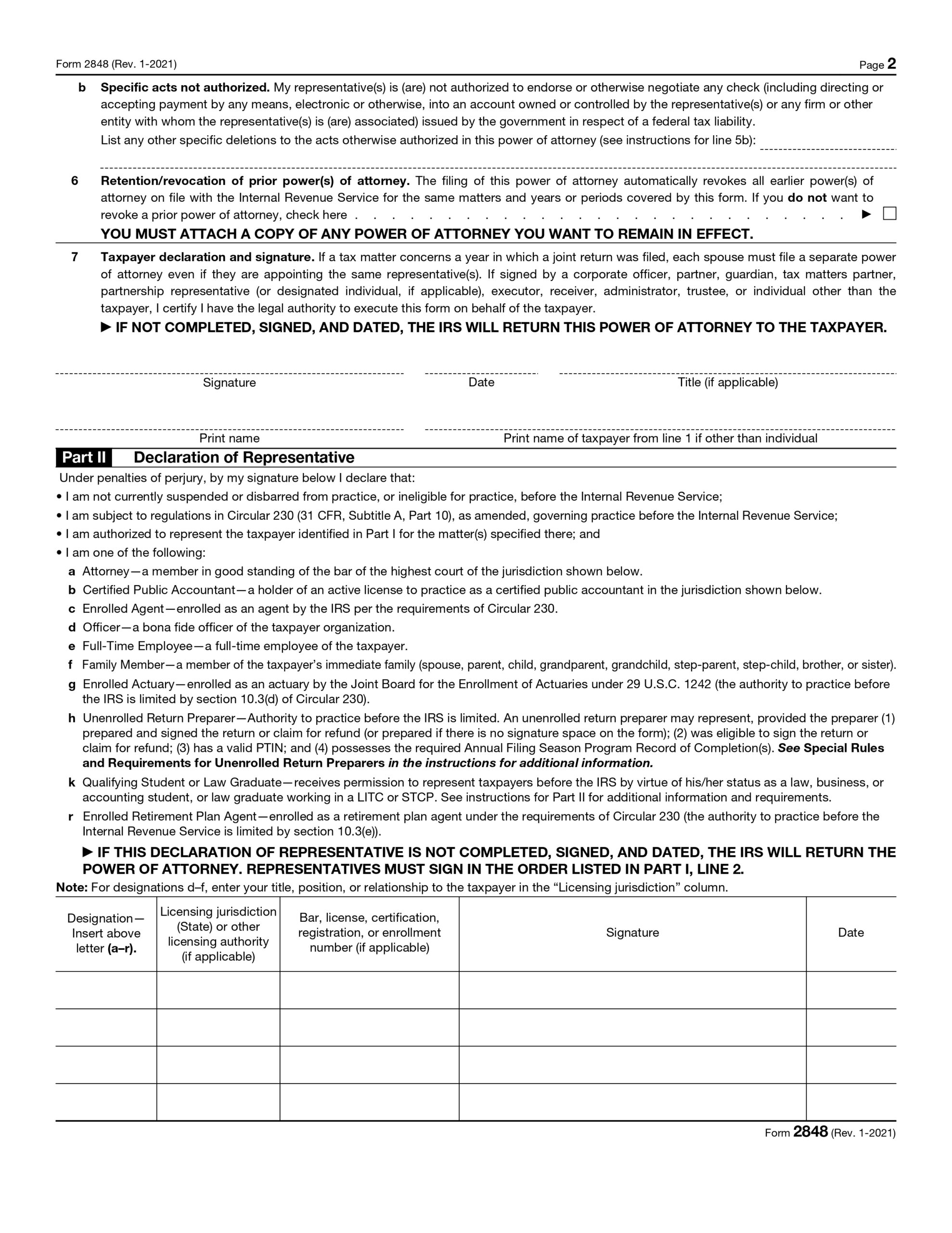 IRS Form 2848 Essential Guide To Power Of Attorney For Taxpayers 