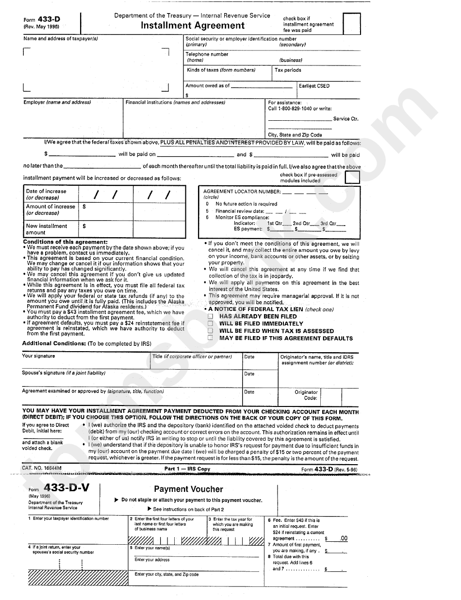 Irs Form 433 D