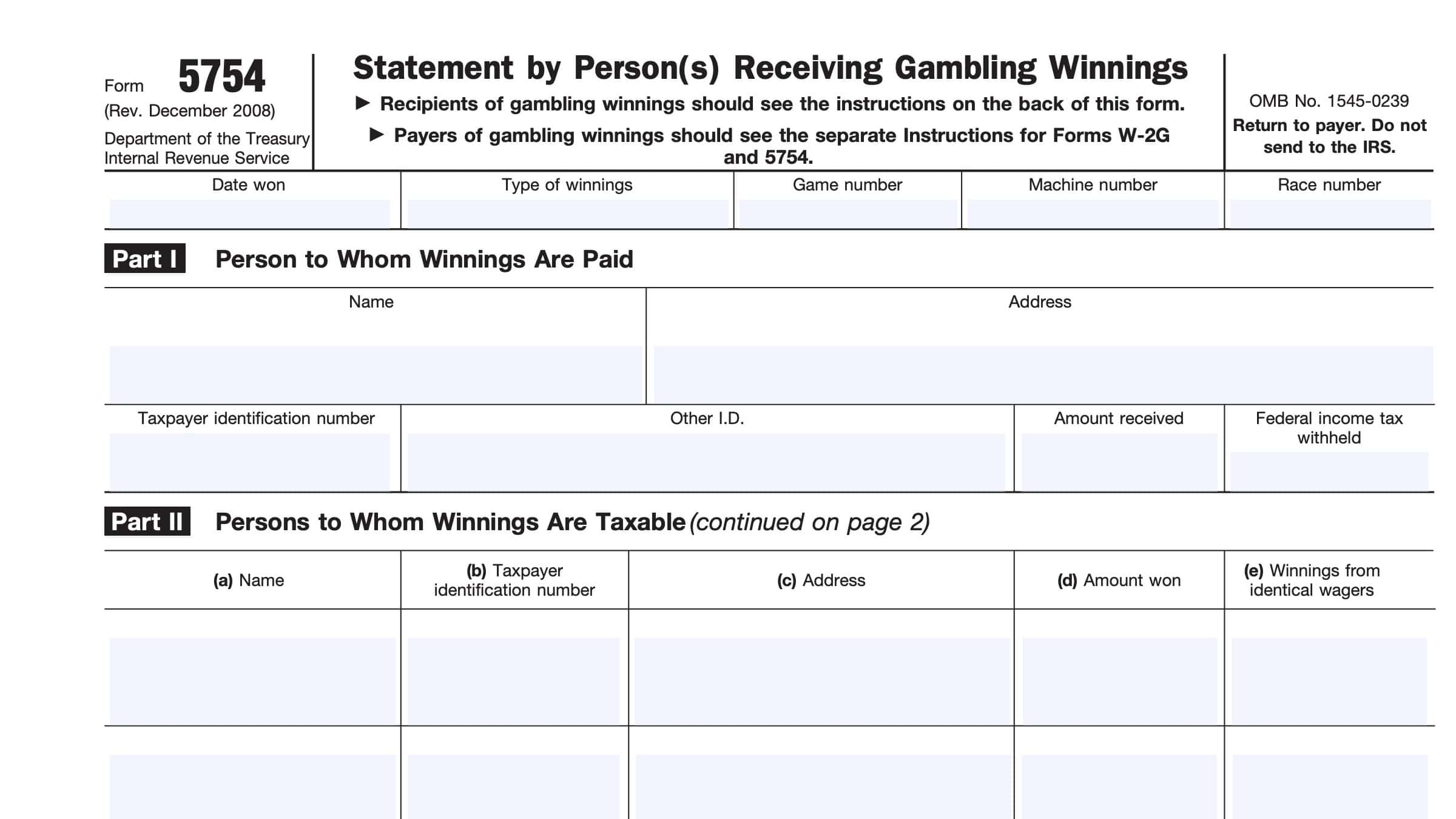 Irs Form Gambling Losses
