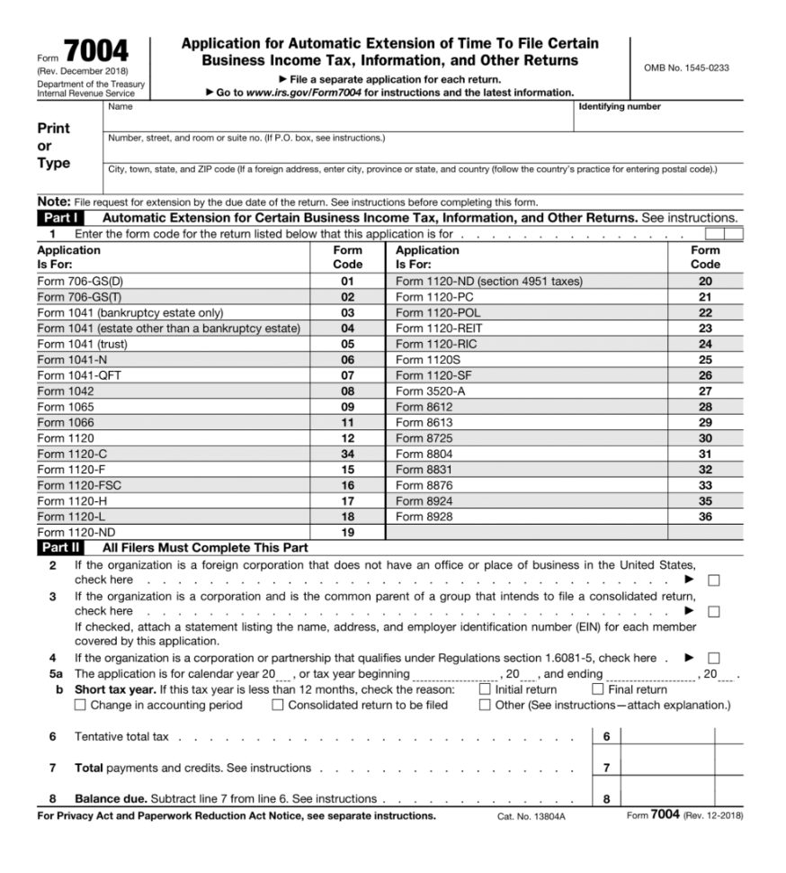 IRS Form 7004 Simplify Your Tax Filing With An Extension