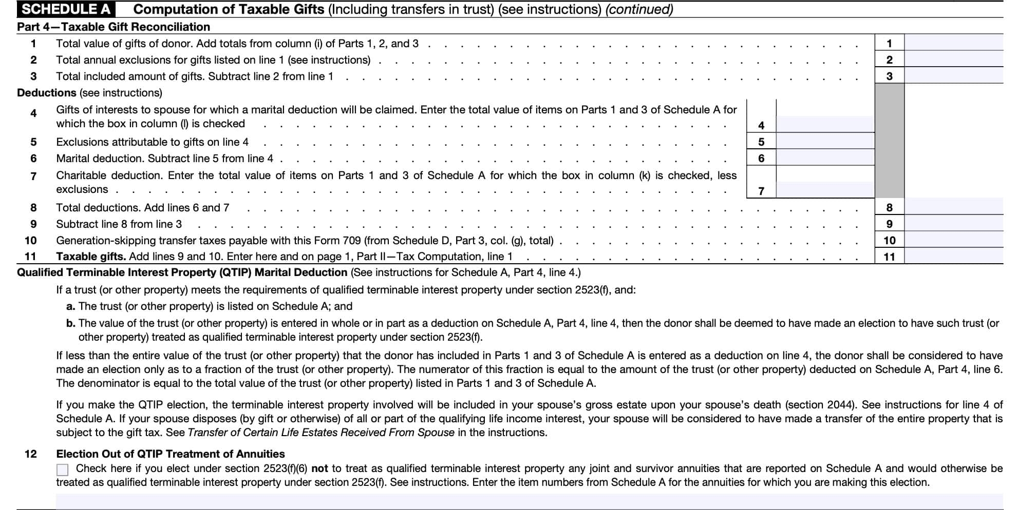 IRS Form 709 Instructions