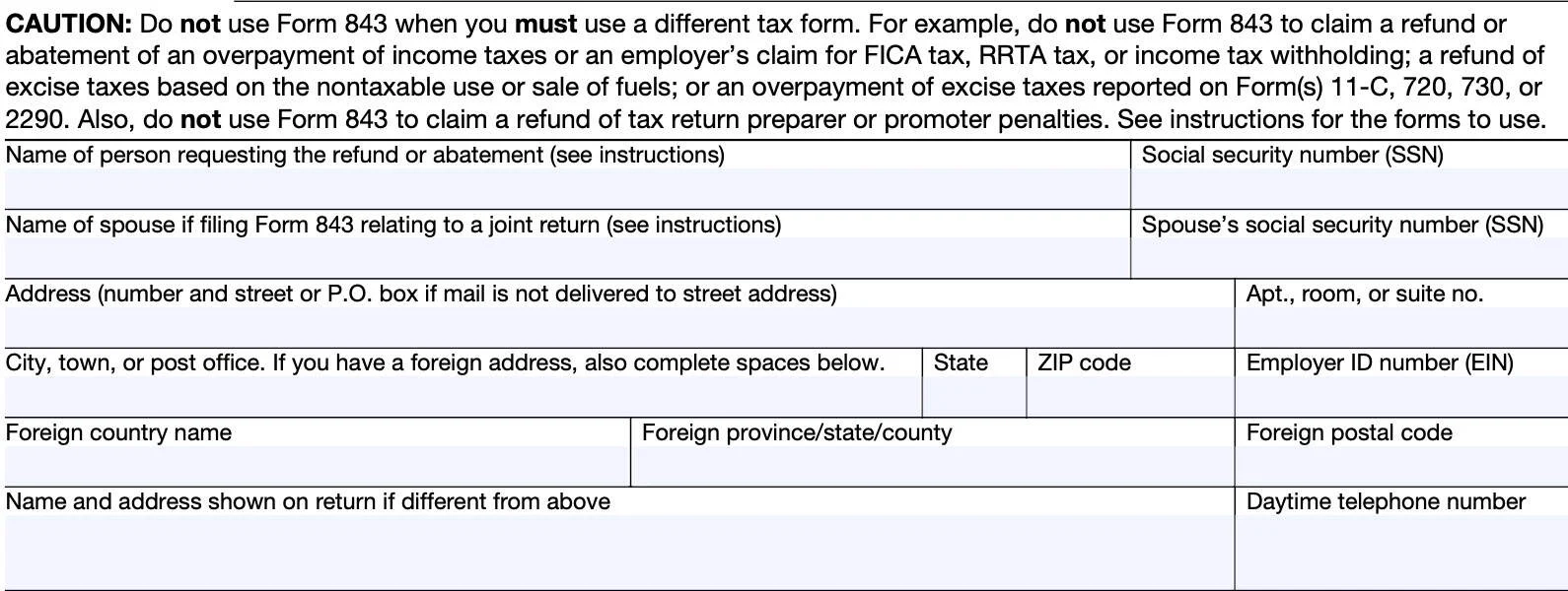Irs Form 843 Instructions