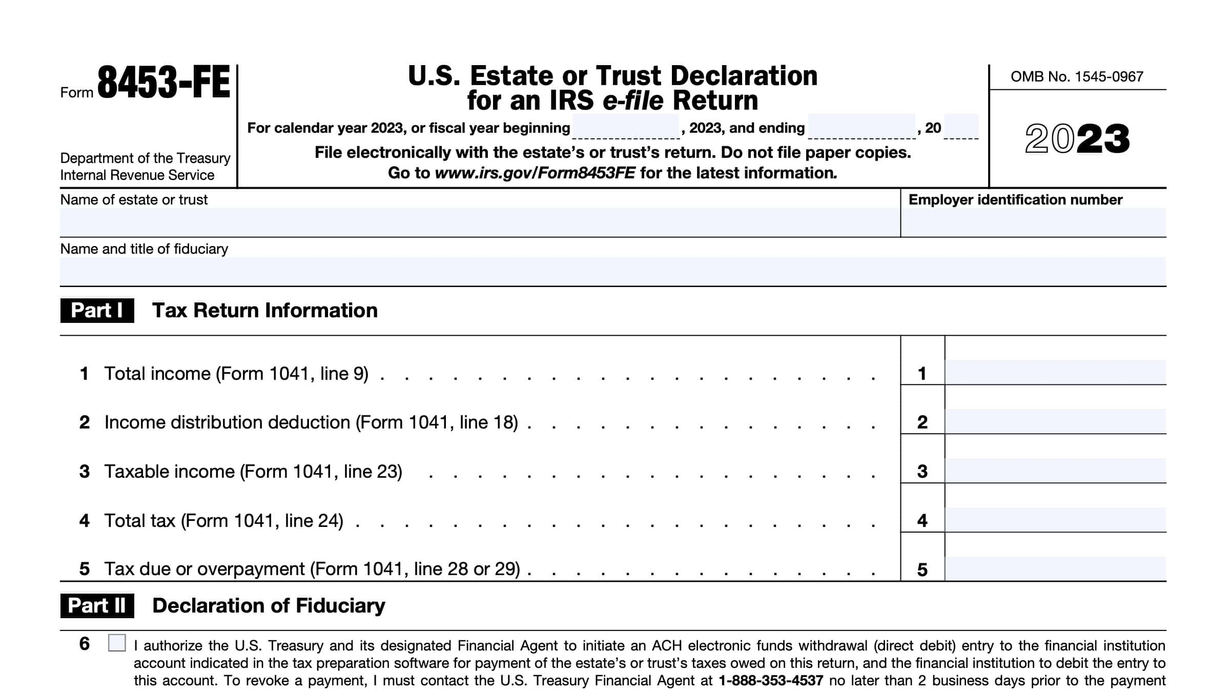 IRS Form 8453 FE Instructions Estate Or Trust Declaration