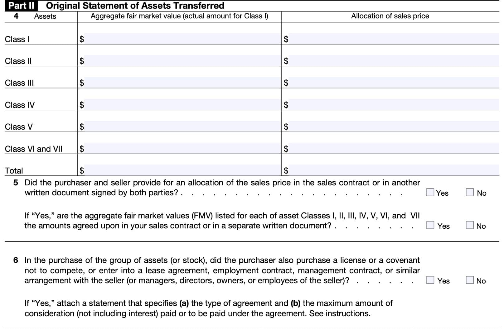 IRS Form 8594 Instructions Asset Acquisition Statement
