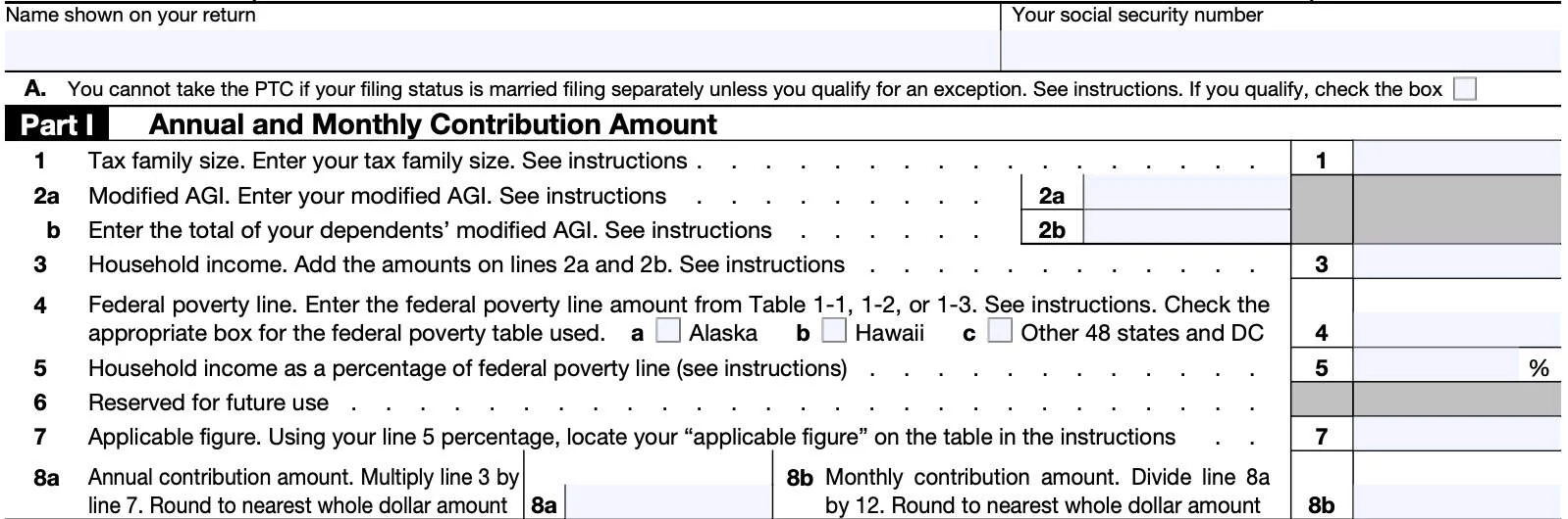 IRS Form 8962 Instructions Premium Tax Credit