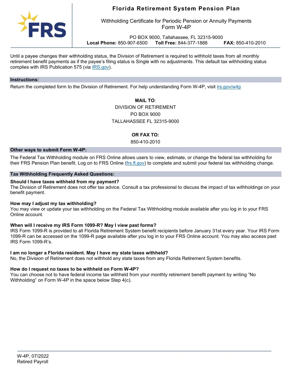 IRS Form W 4P 2022 Fill Out Sign Online And Download Fillable 