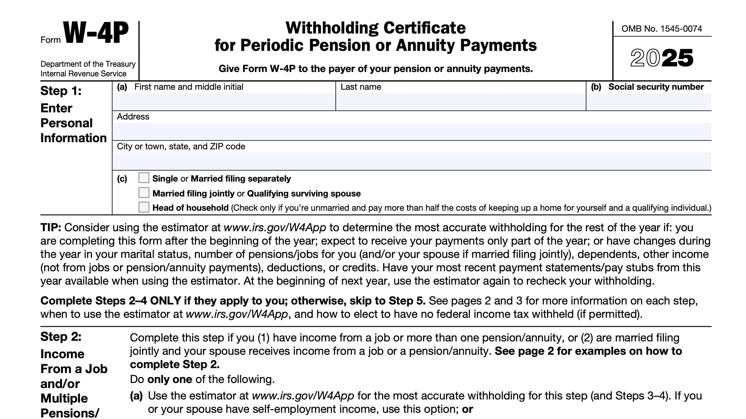 Irs Form W-4v Online
