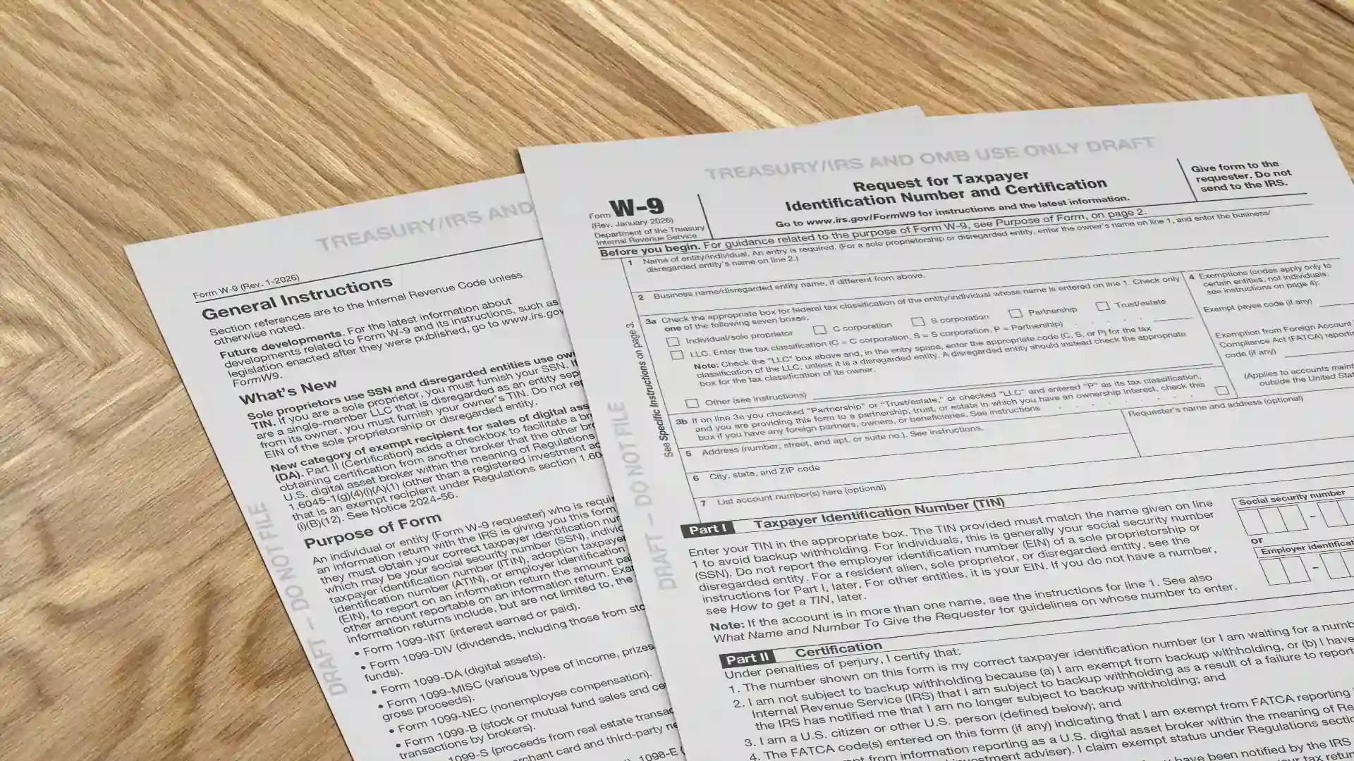 IRS Releases Draft Form W 9 Rev January 2026 