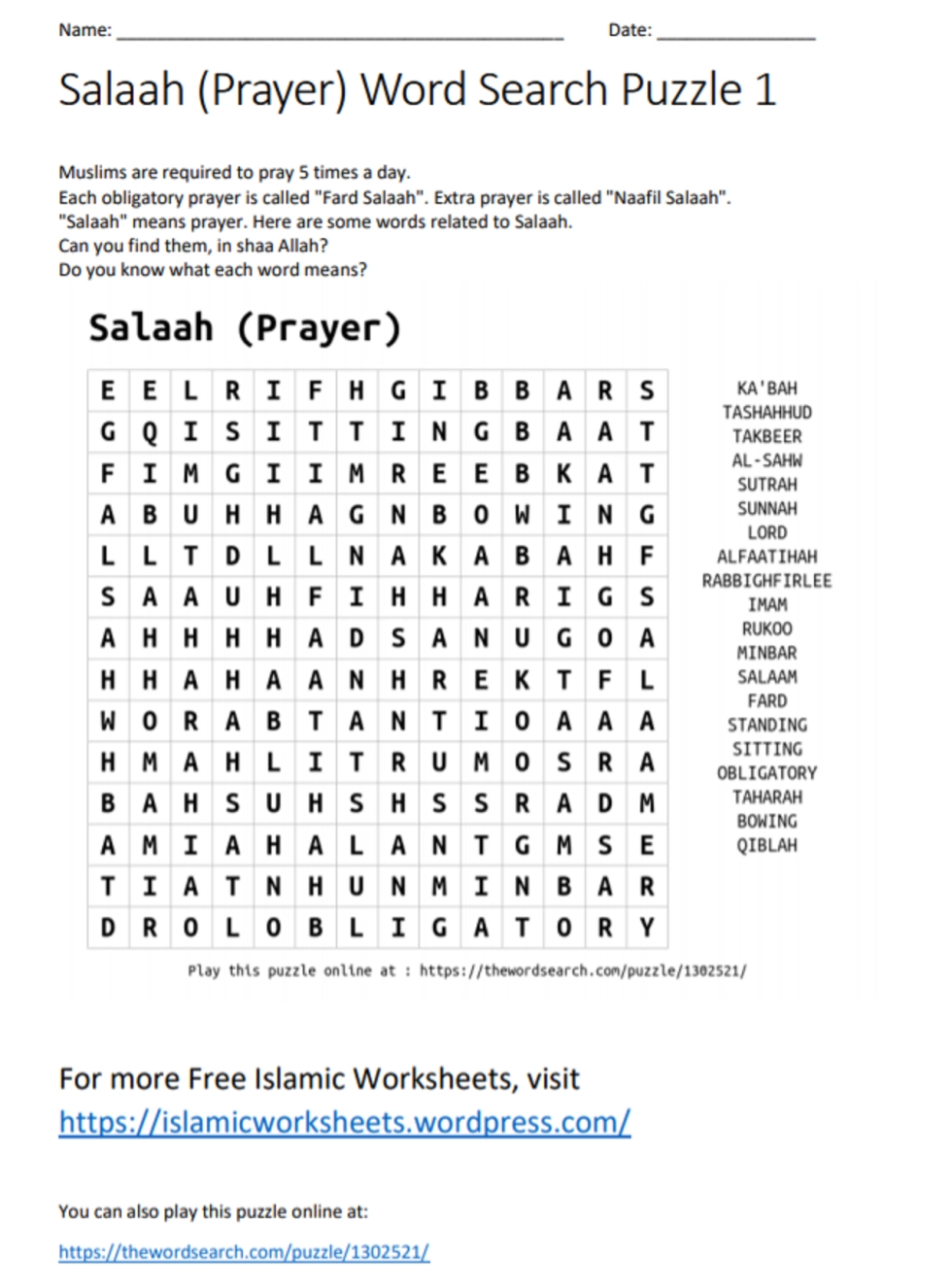 Islamic Worksheets For Children Free Printables For Muslim Kids