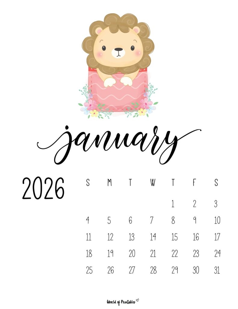January 2026 Calendars 200 Free Printable PDF Designs World 