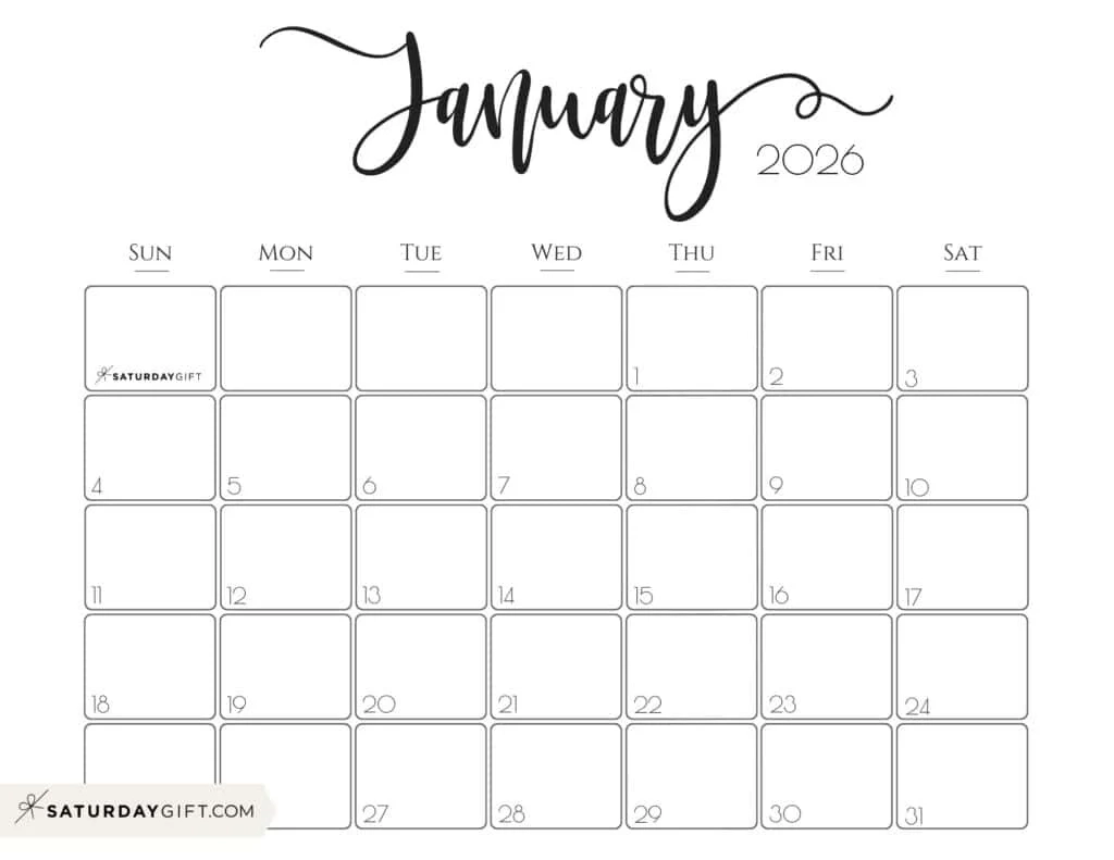 Free Printable Calendar Jan 2026