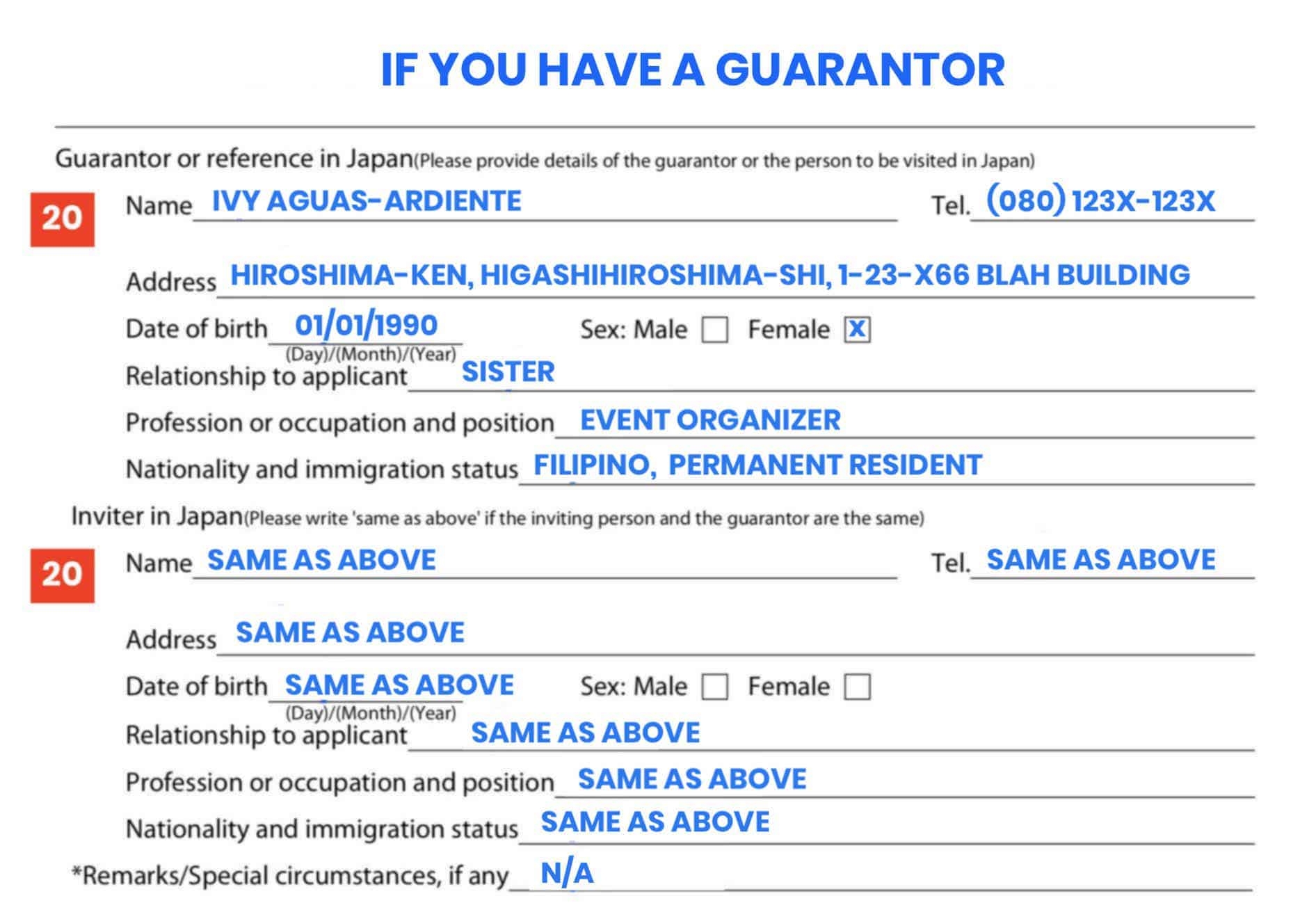 JAPAN VISA APPLICATION FORM Sample How To Fill It Out The 