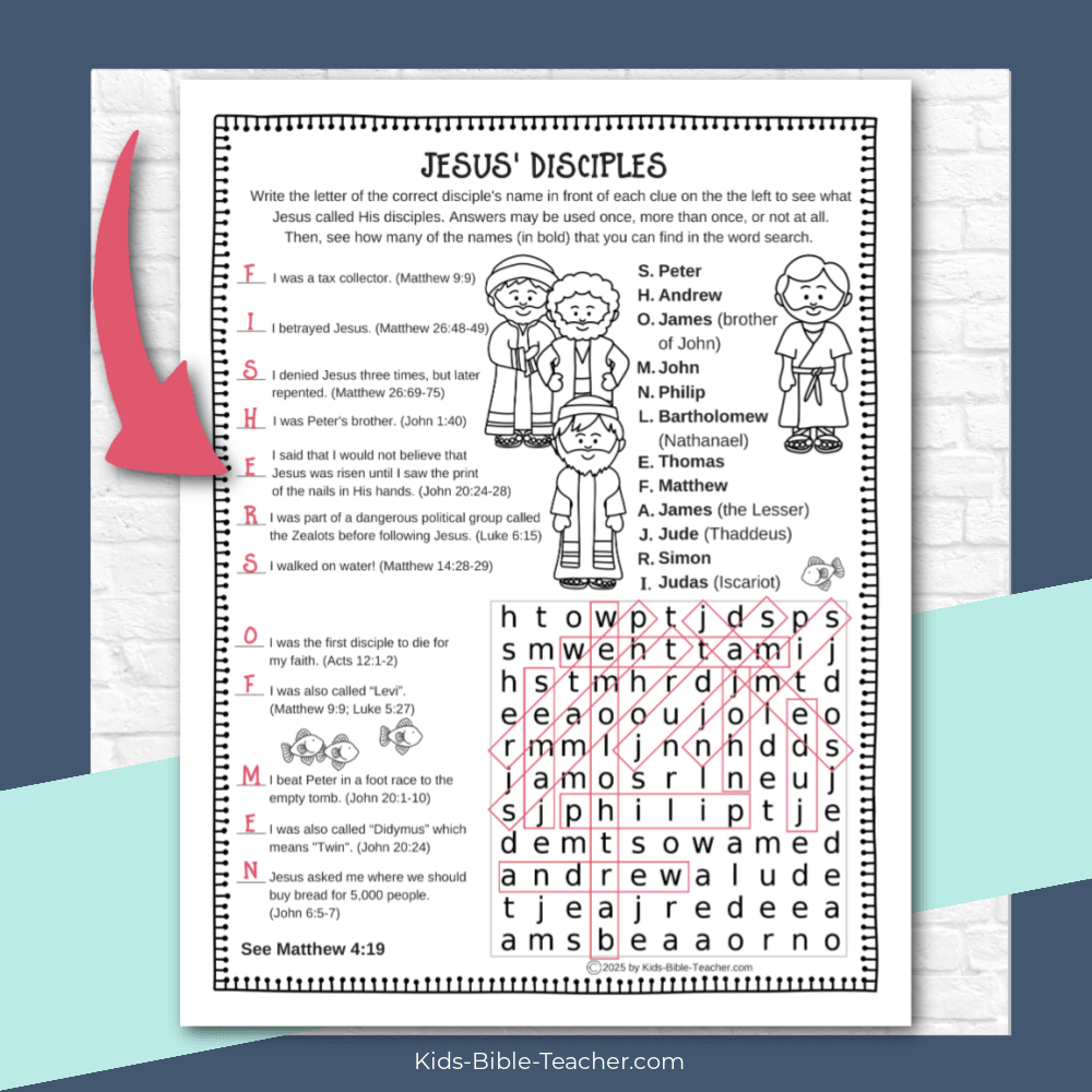 Jesus Disciples Activity Page Fun Bible Worksheet For Kids 