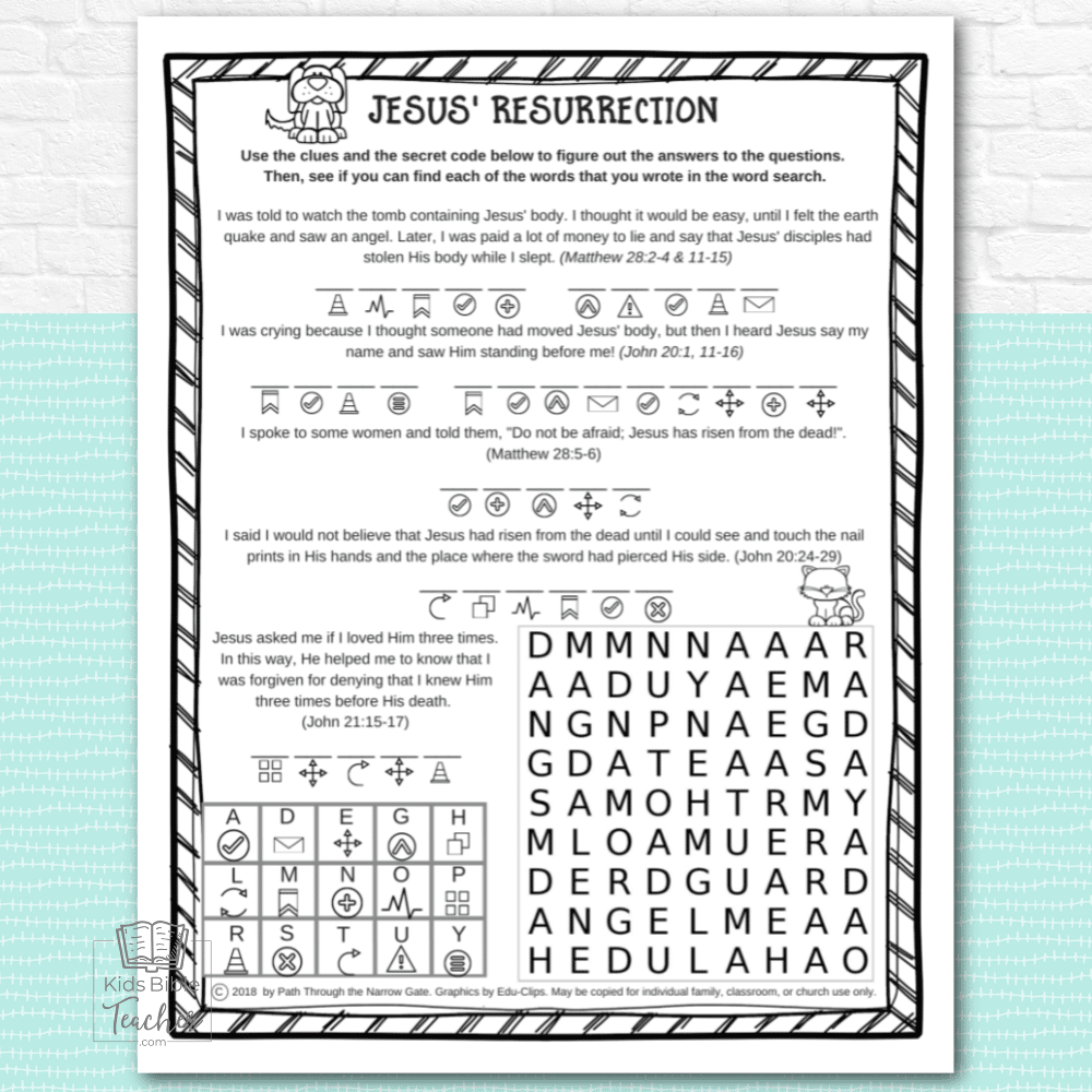 Jesus Resurrection Easter Activity Pages Kids Bible Teacher
