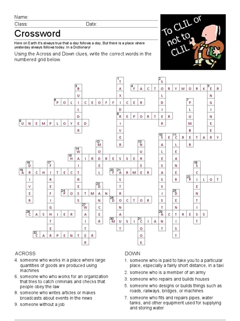 Jobs Crossword Key PDF Crossword
