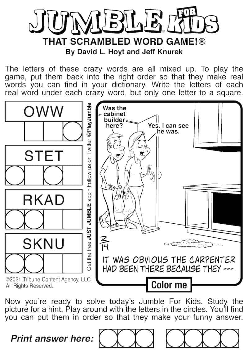 Printable Daily Jumble Puzzle