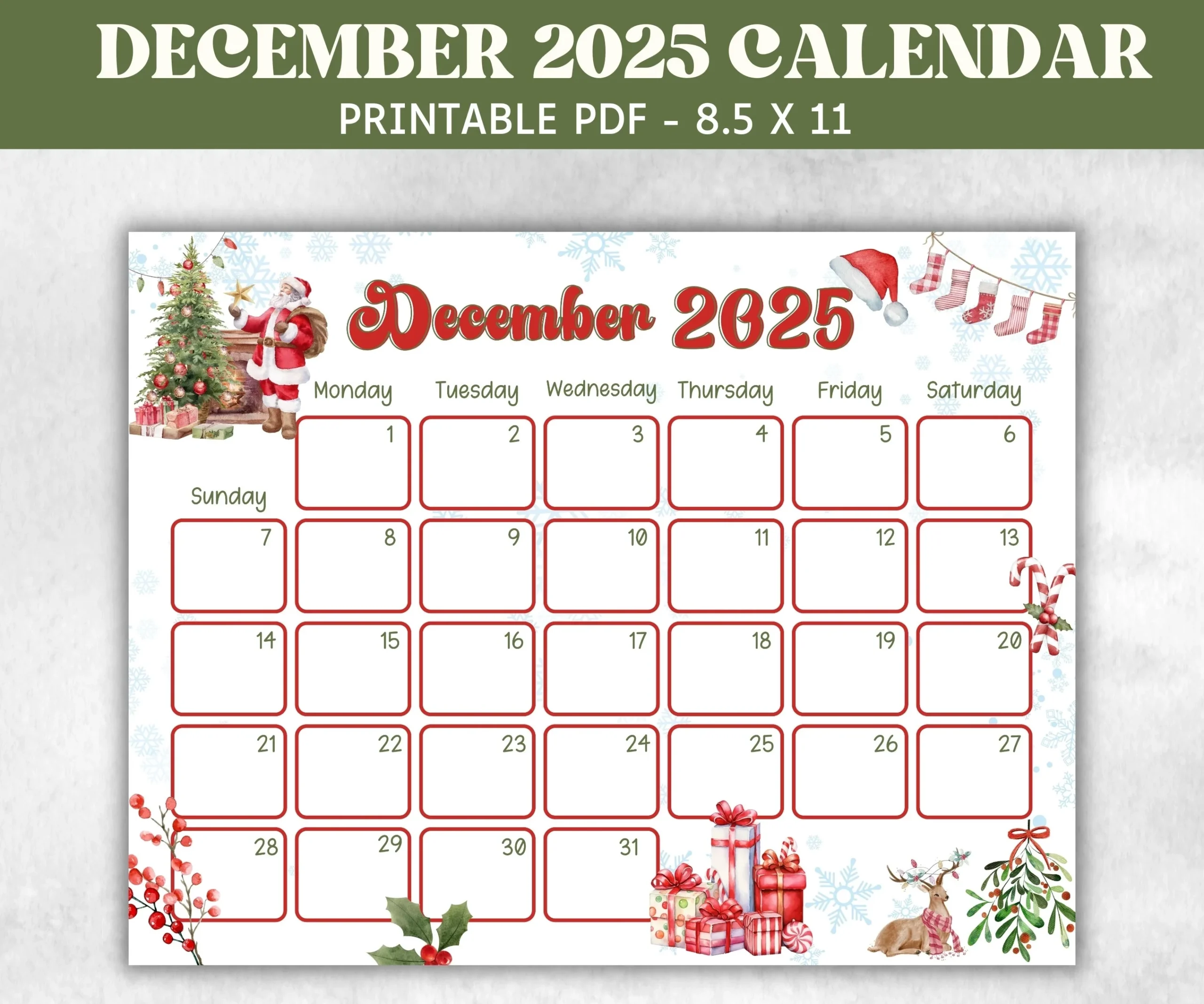 Printable December Calendar For Kindergarten