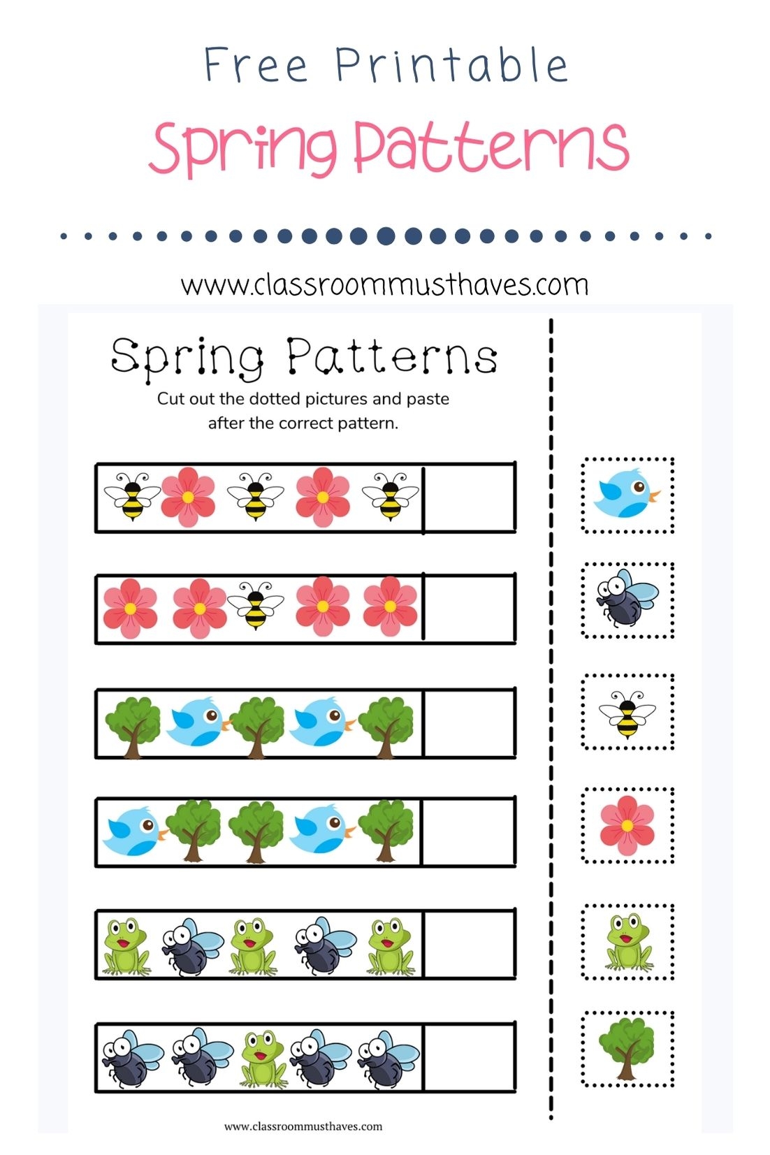 Free Printable Pattern Worksheet Kindergarten