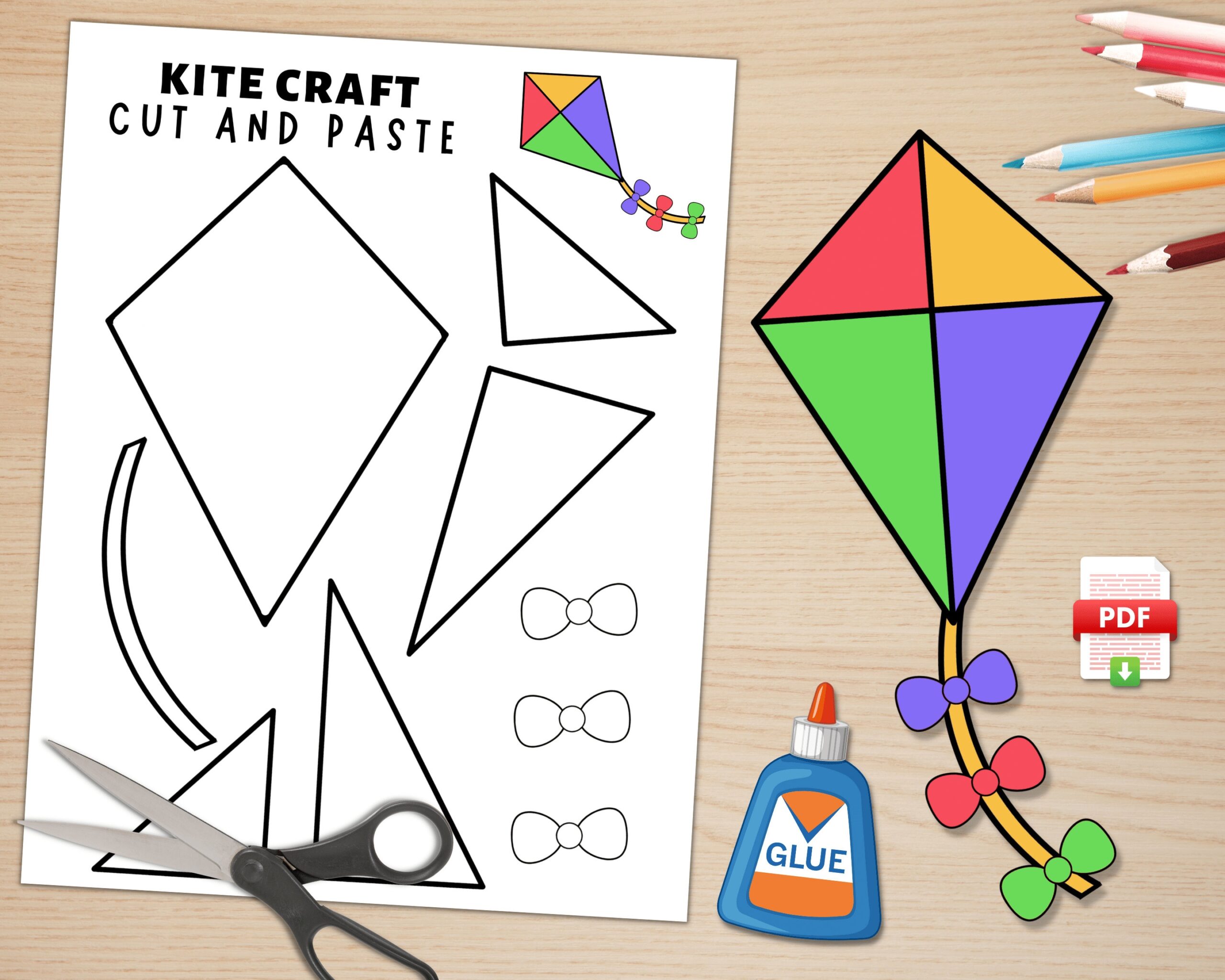 Kite Craft For Kids Spring Activities Build A Kite Cut And 