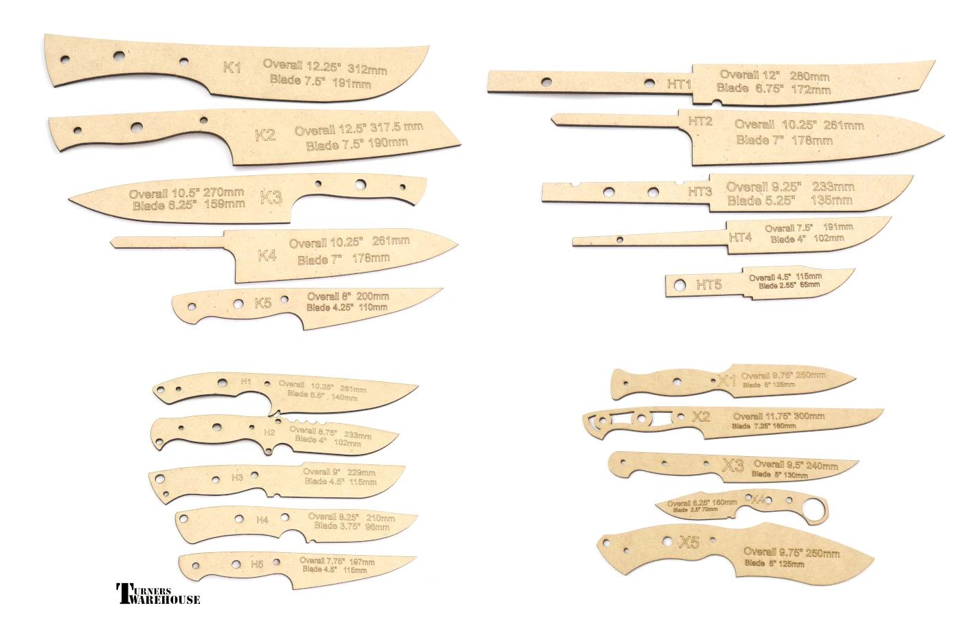 Knife Templates Turners Warehouse
