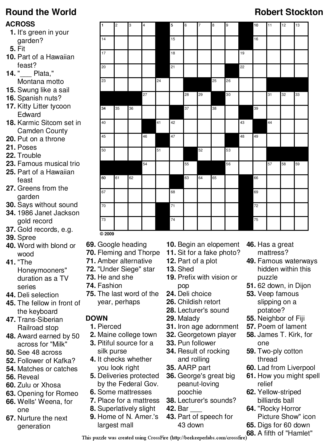Large Print Easy Crossword Puzzles Free