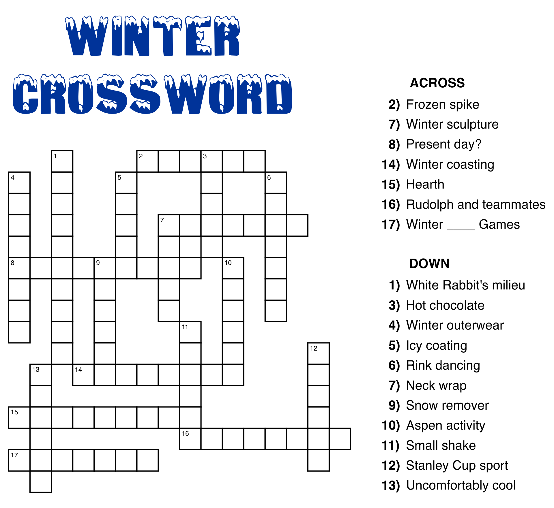 Large Printable Crossword Puzzles