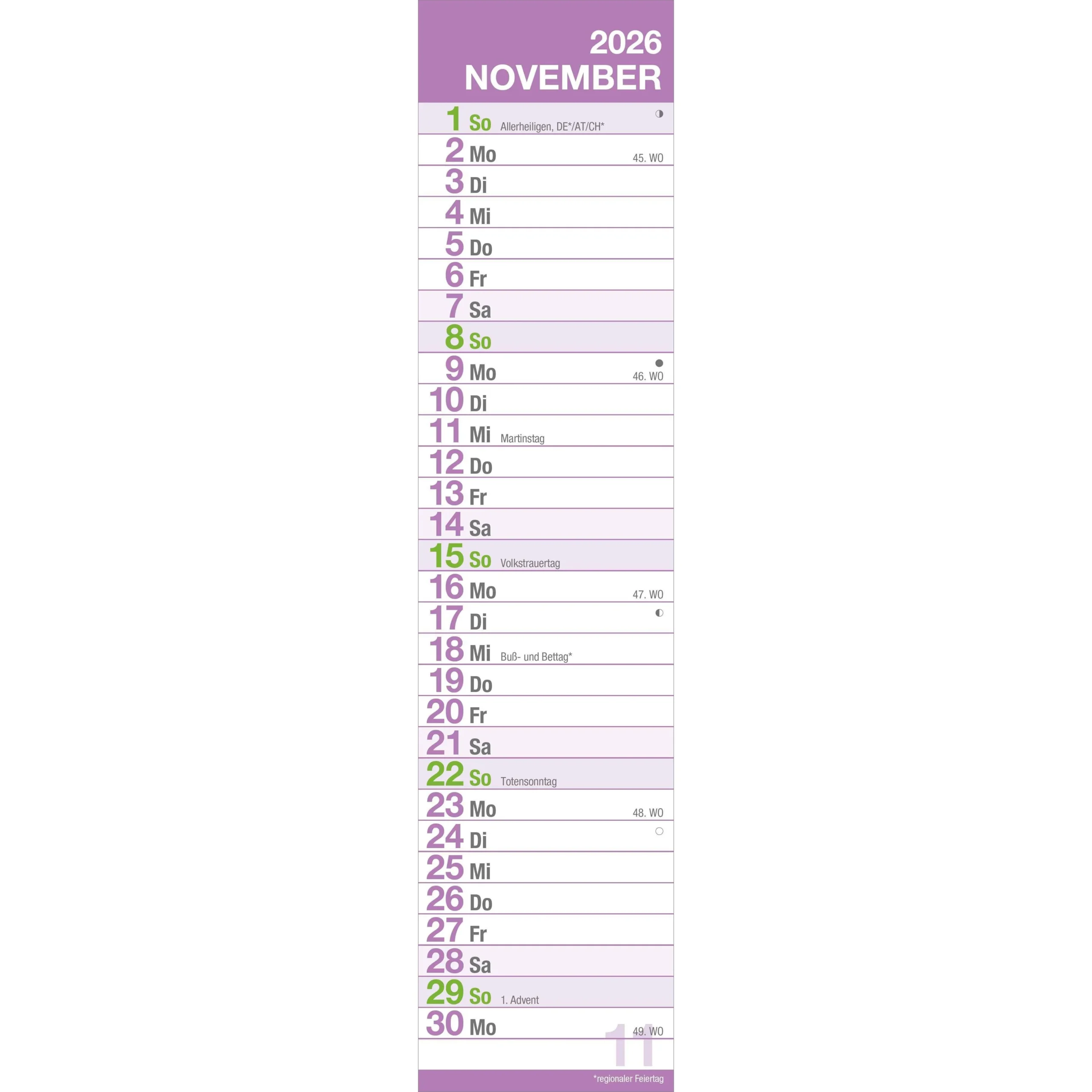 2026 Strip Calendar Printable