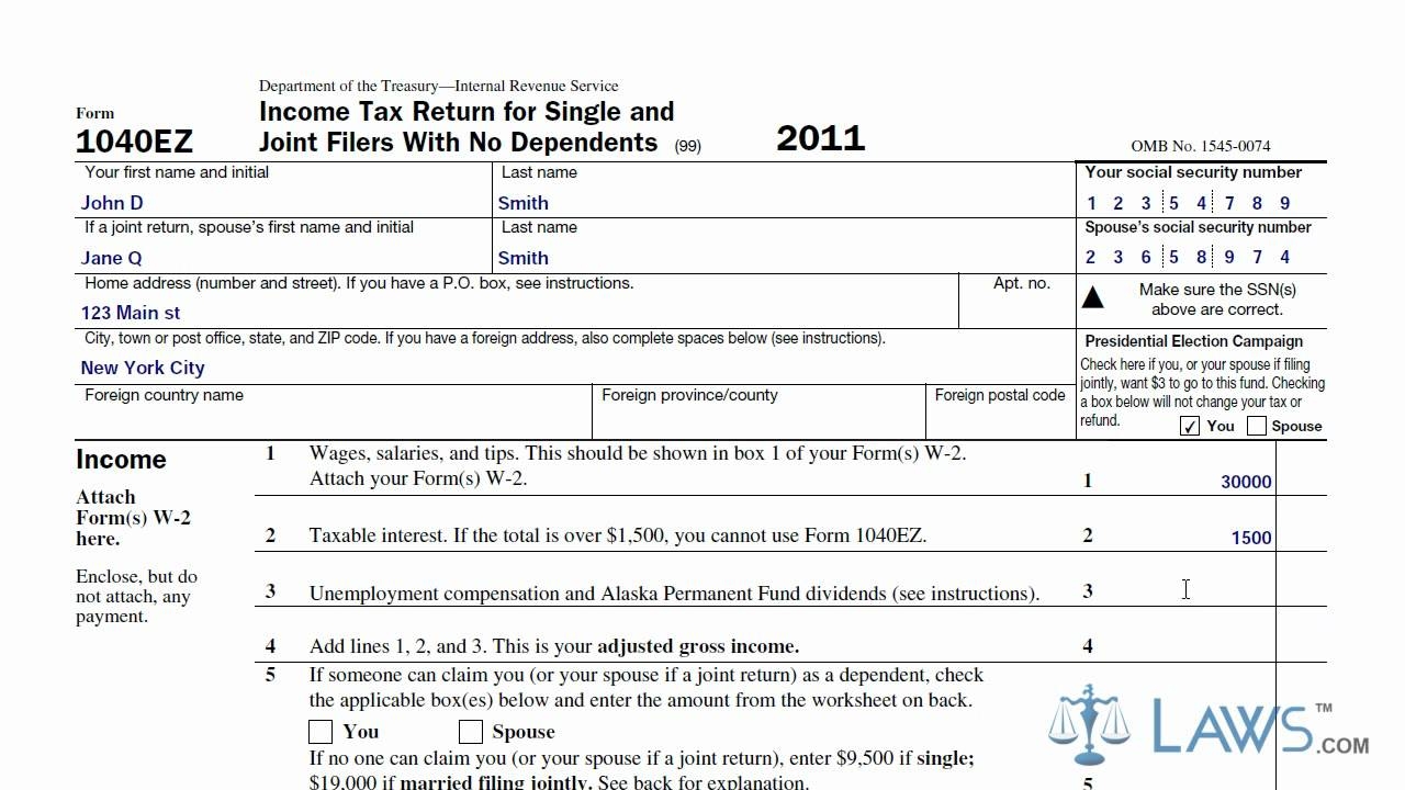 Learn How To Fill The Form 1040EZ Income Tax Return For Single And Joint Filers With No Dependents