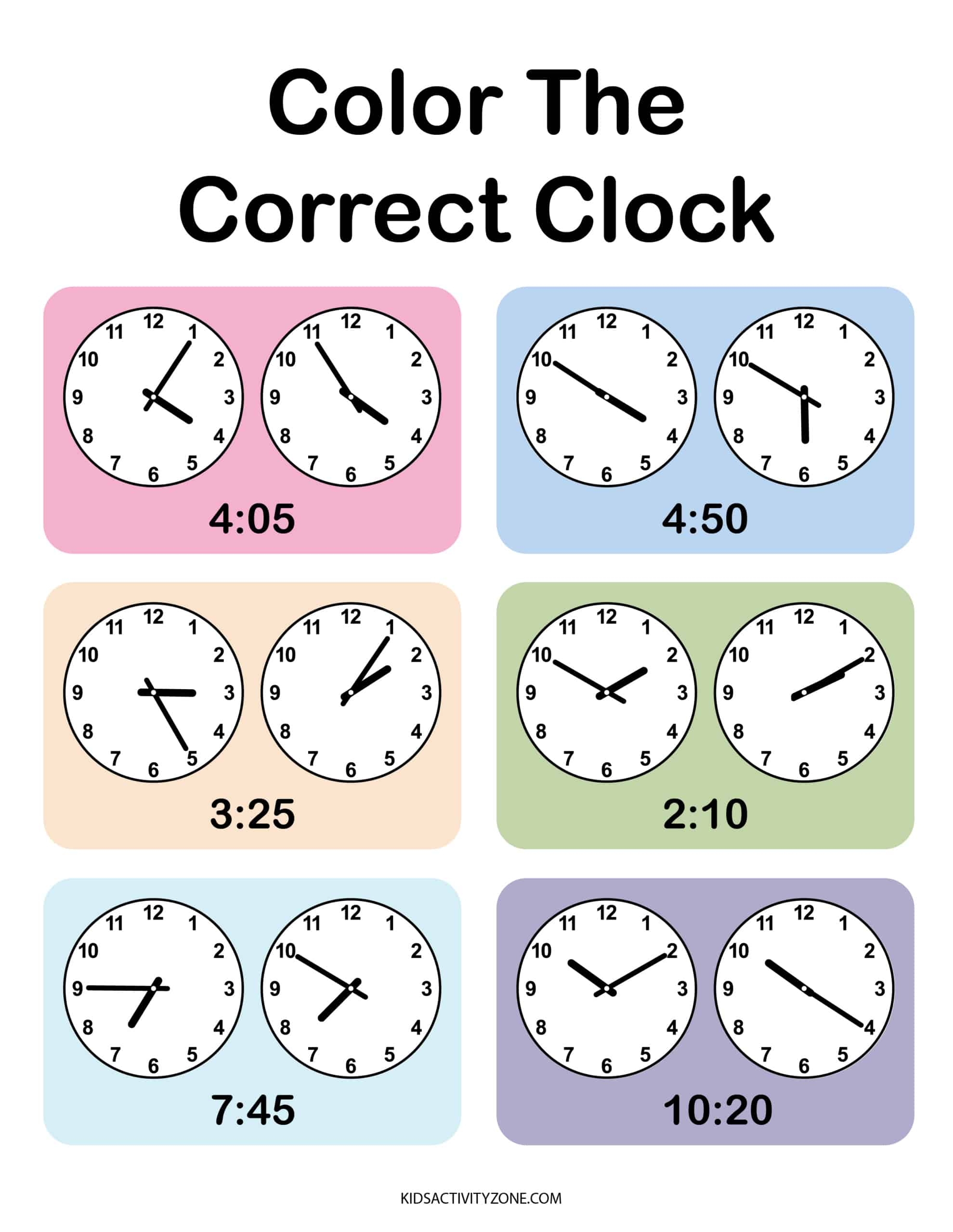 Learn How To Tell Time Worksheets Kids Activity Zone