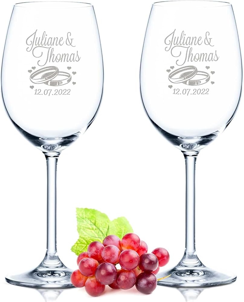 Leonardo Wine Glasses With Engraving Wedding Design Personalised With Name And Date Engraved Glasses As A Gift For Wedding Engagement Or 