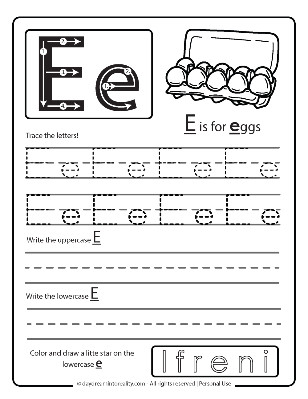 Free Printable Letter E Worksheets For Preschoolers