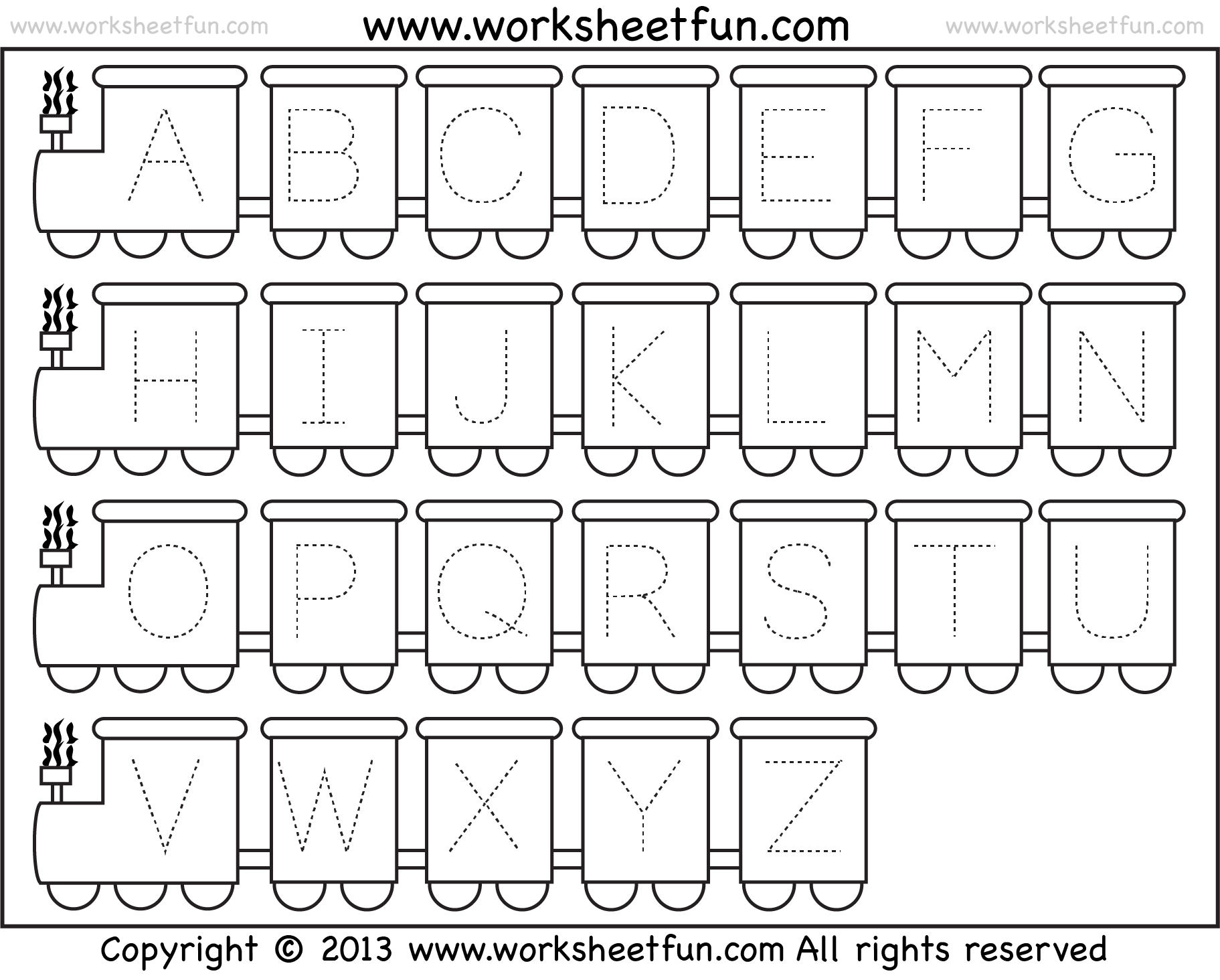 Letter Tracing Worksheet Train Theme FREE Printable Worksheets 