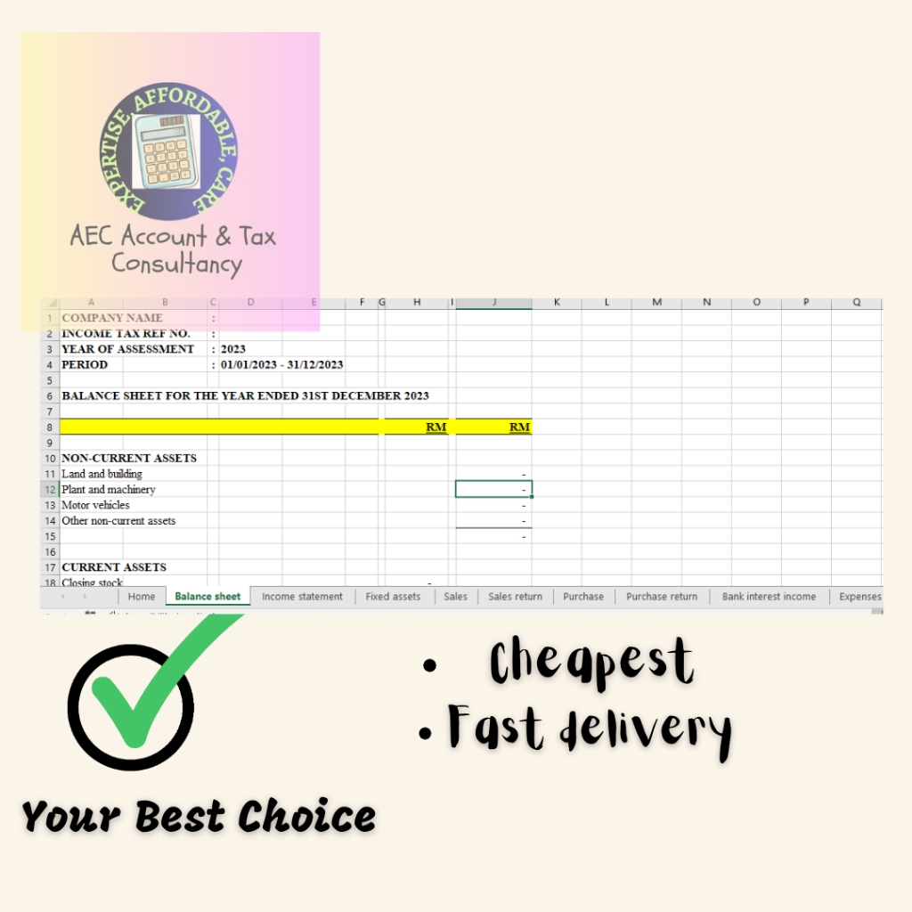 LHDN Income Tax Computation 2026 2025 2024 2023 2022 Template Auto 