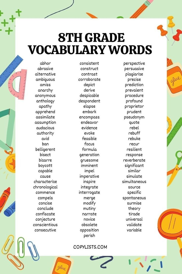 8th Grade Vocabulary Worksheets Printable
