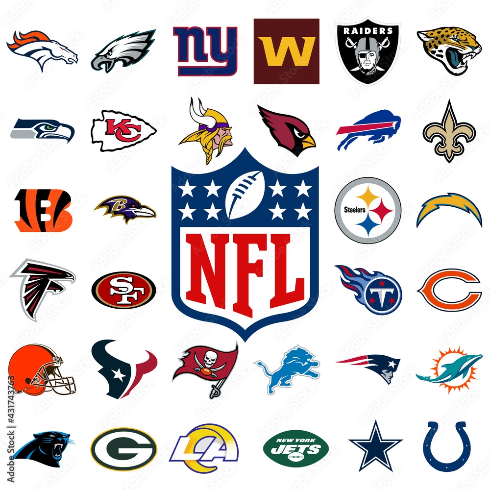 Logo Of All National Football League Teams NFL Team Icons Set 