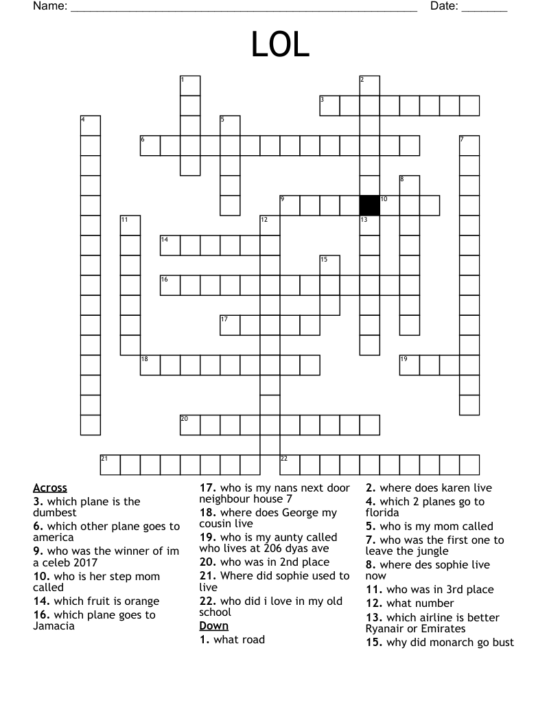 LOL Crossword WordMint