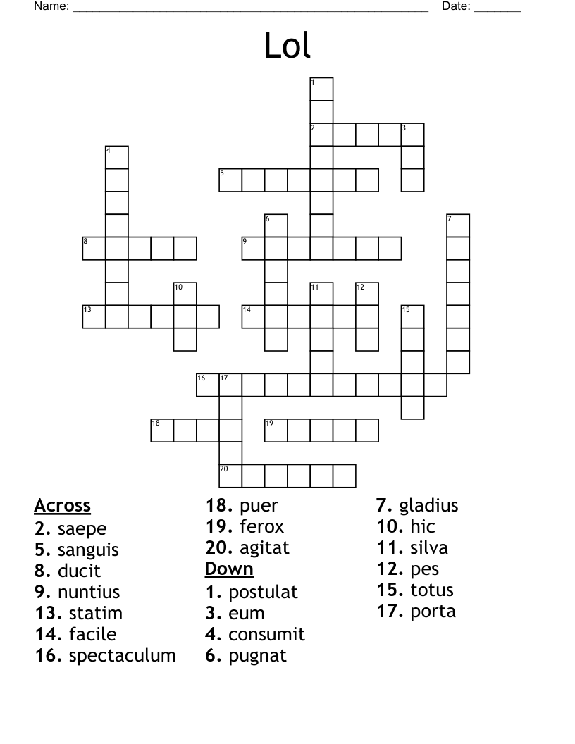 Lol Crossword WordMint