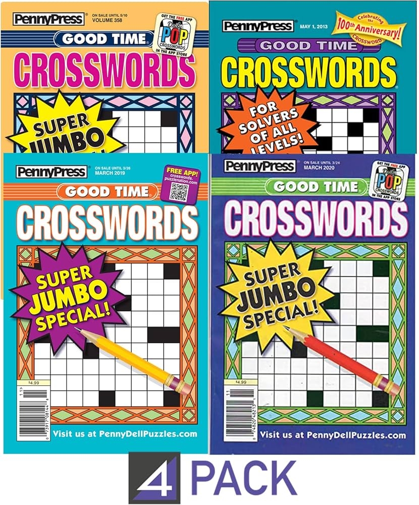 Lot 4 Penny Press Good Time Super Jumbo Crosswords Puzzles Book Puzzle Books Amazon au Books