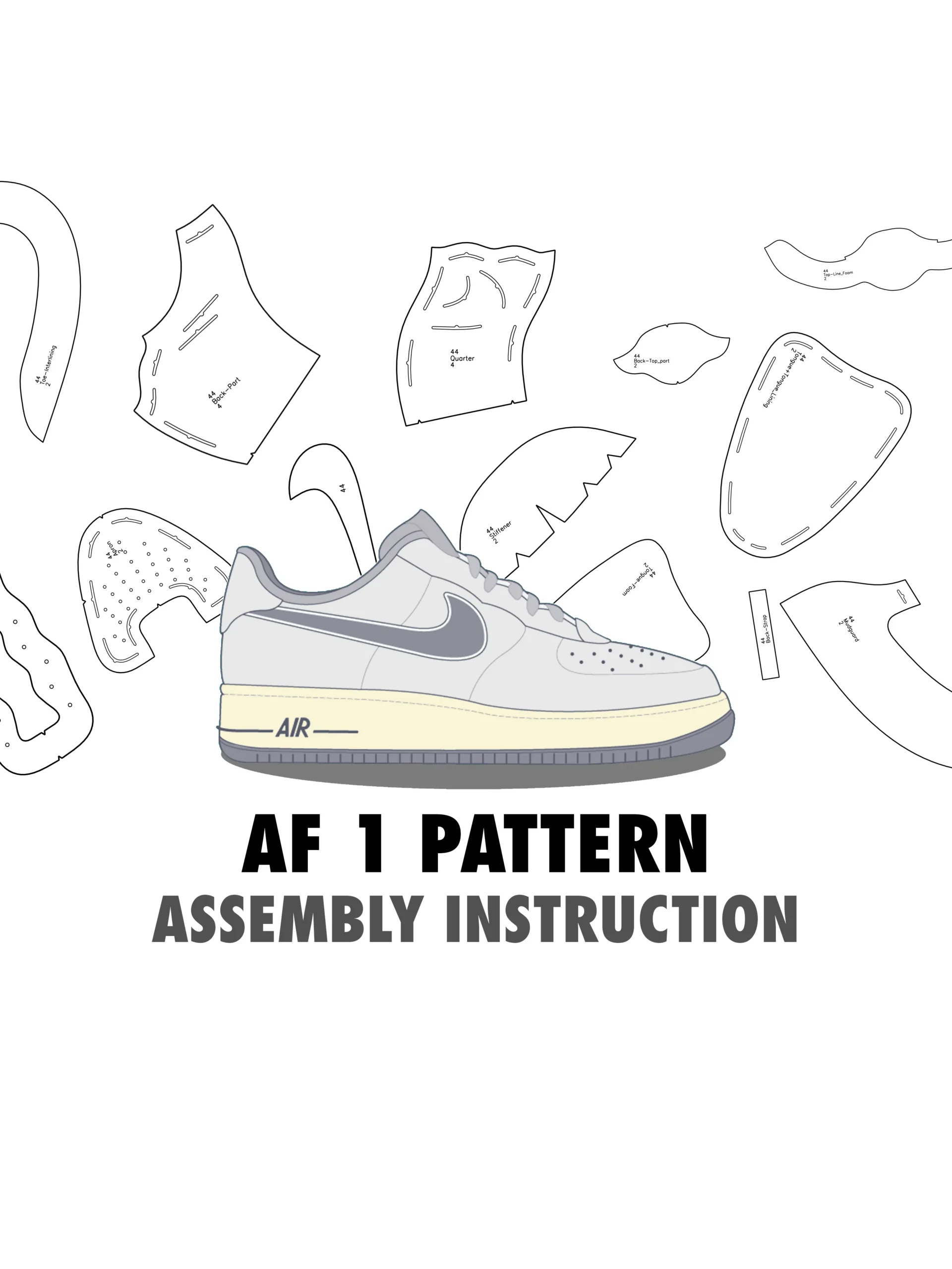 Low Top Sneaker Template AIR FORCE Digital Pattern PDF DXF SVG 