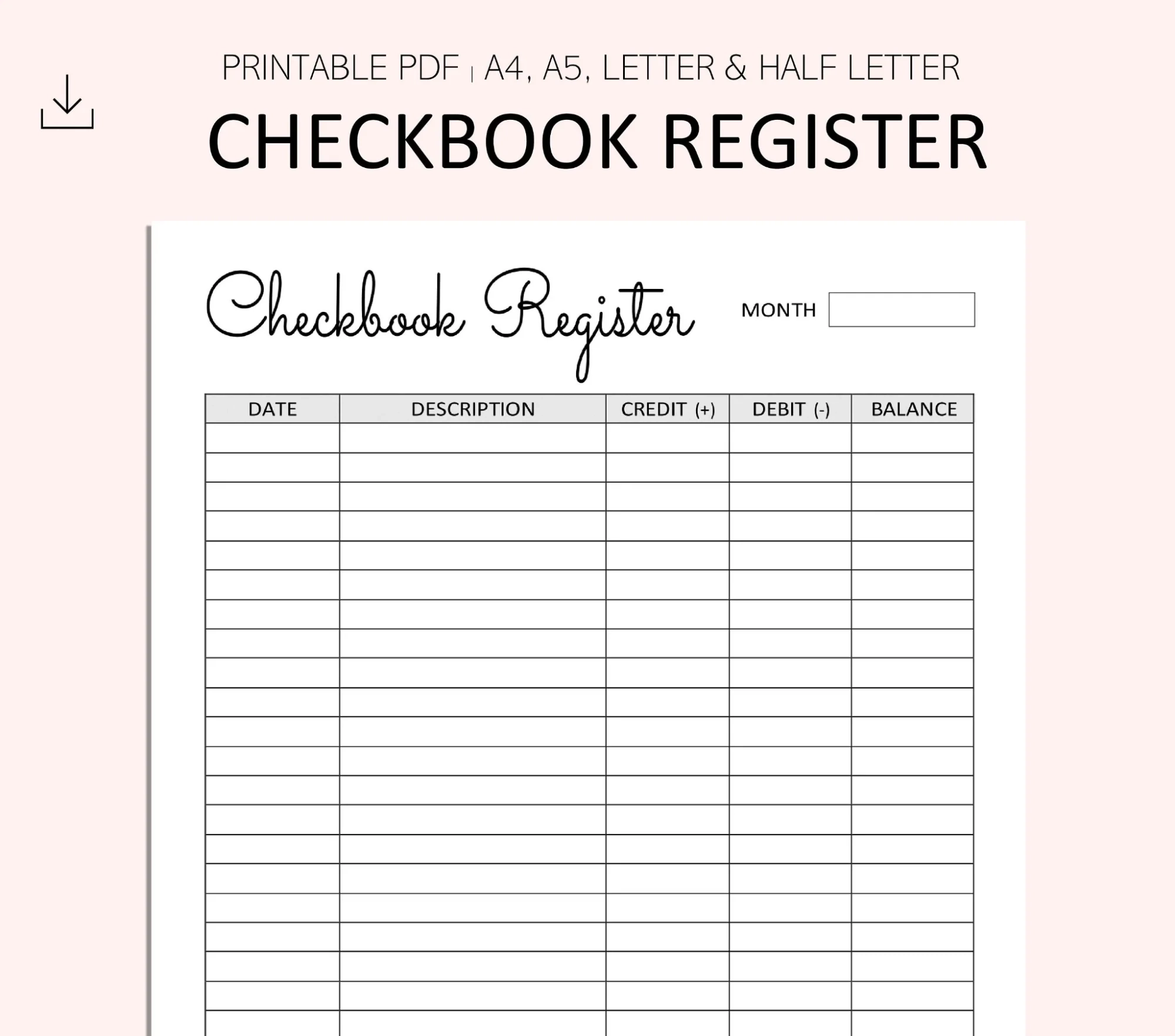 Free Printable Check Register Template