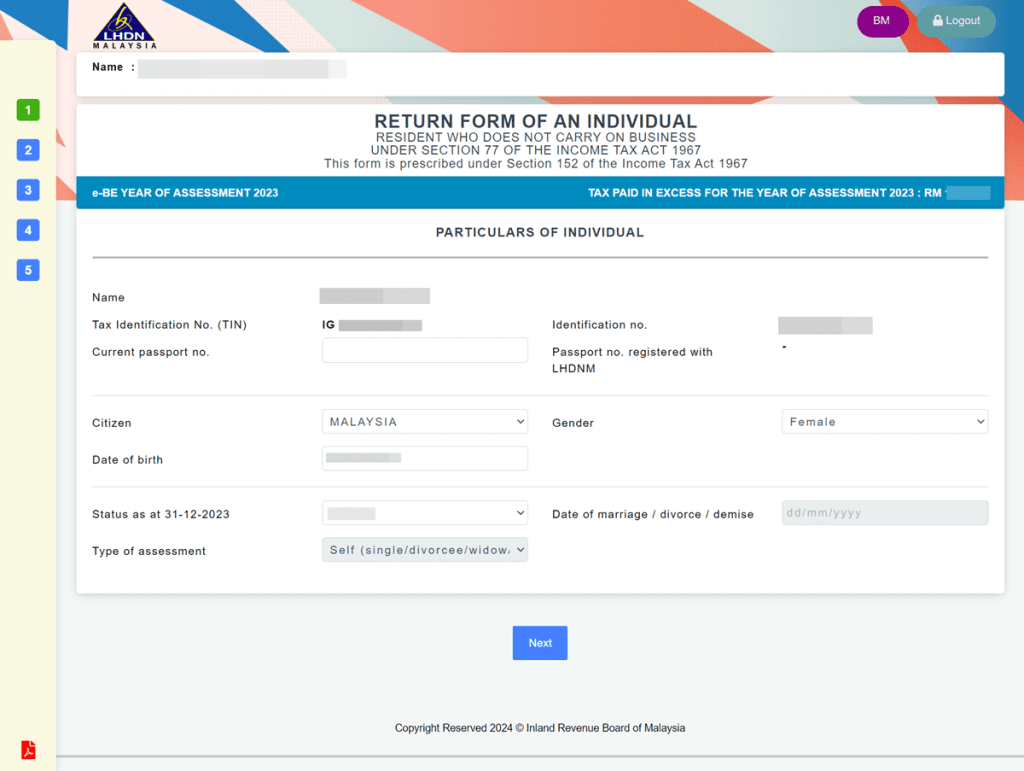Form P 2026 Lhdn
