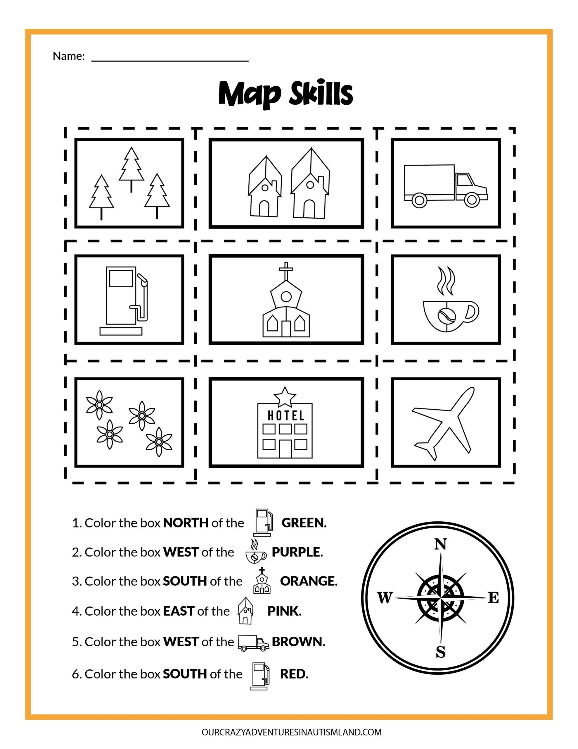 Map Skills Worksheets For Kindergarten