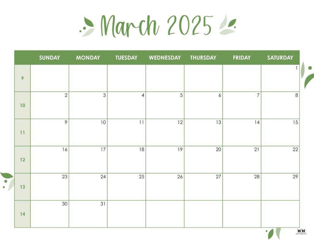 Printable Blank Calendar March