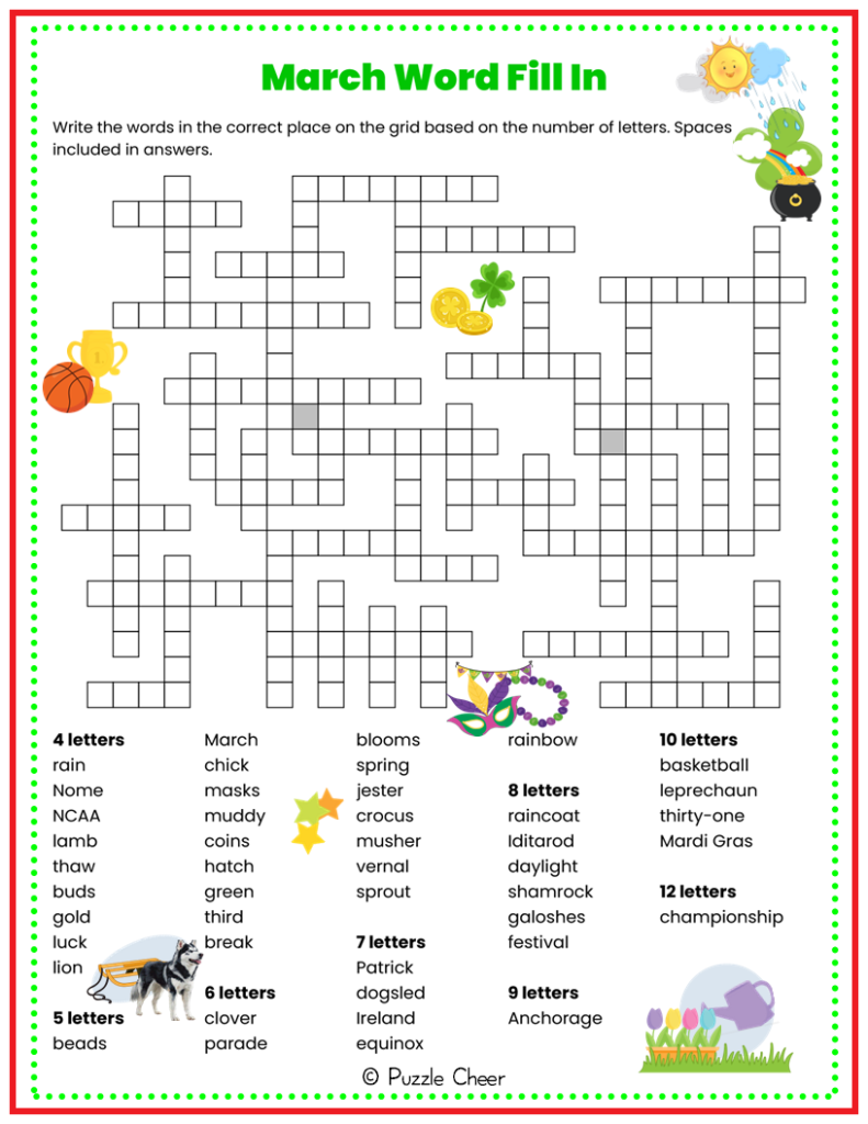 Printable Word Fill In Puzzles