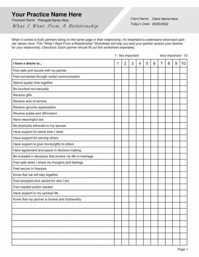 Marriage Counseling Worksheets Bundle Editable Fillable 