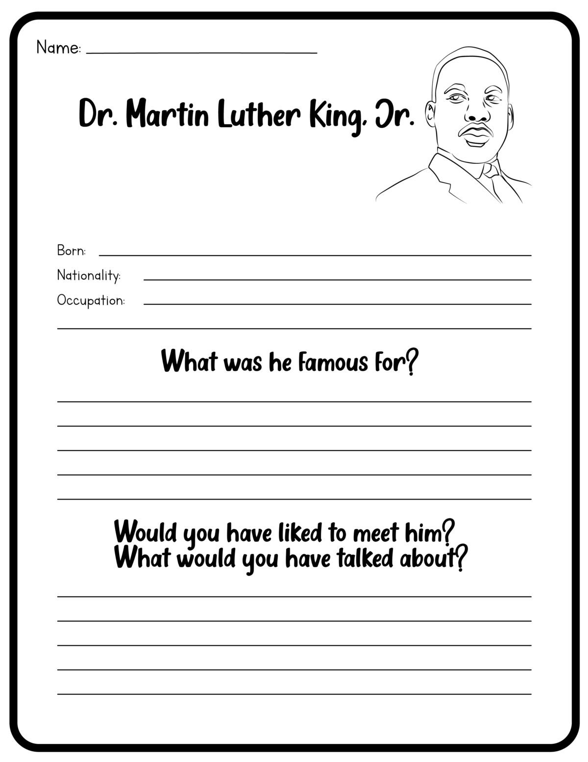 Free Printable Martin Luther King Worksheets