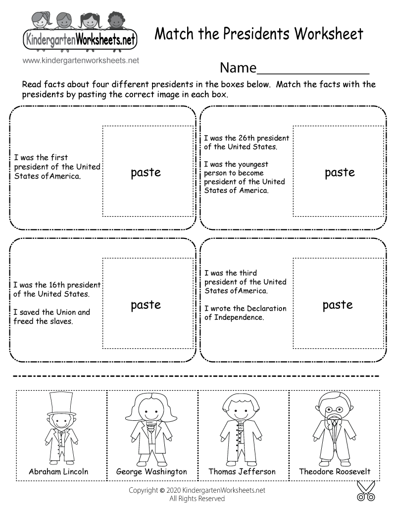Match The Presidents Worksheet Free Printable Digital amp PDF